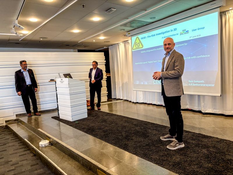 Centroid LAB presenting FRI3D to the RiskSpectrum User Group — World Trade Center, Stockholm, June 2026