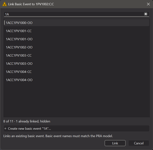 Link Basic Event picker with a filter typed in